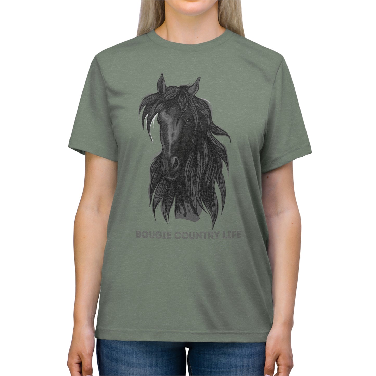 Bougie Country Girl (Horse Portrait) Triblend Tee